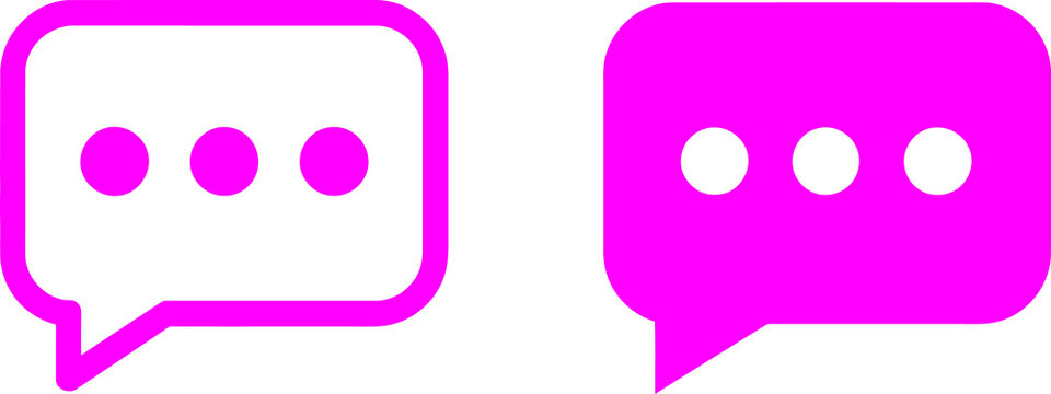 Two bright pink chat bubble icons with ellipsis symbols representing communication and messaging concepts transparent background