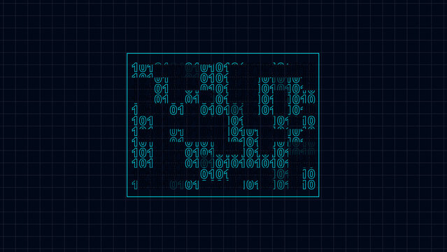 Binary code matrix in outline on grid represents digital technology data. Binary code matrix for computer software development layout. Binary code matrix background for cyber computing.
