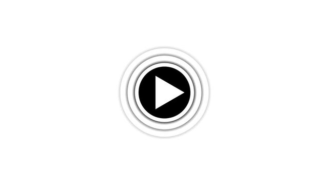 Minimalist play button icon animation, pulsing circular ui interface for digital media and interactive web