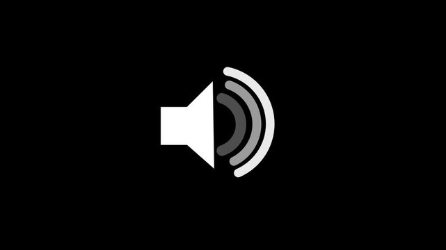 Animated speaker volume icon with pulsing sound waves for ui and digital media audio