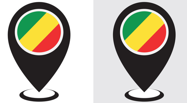 Republic of the Congo location symbol flag vector and illustration with the white and grey background 