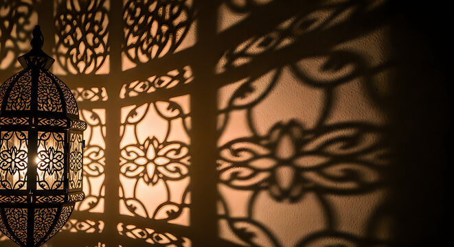 Elegant traditional decorative lanterns illuminating a dark wall during the annual mid autumn festival celebration in asia