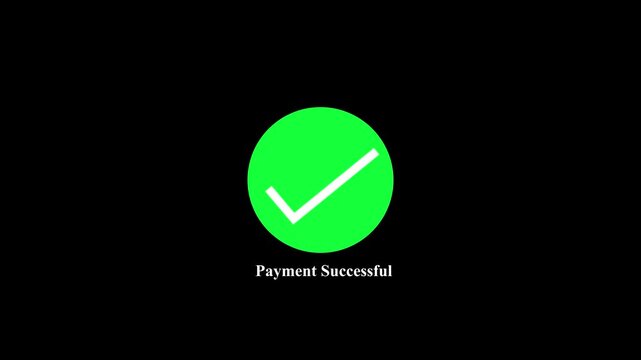 Green checkmark inside an oval expands with text reveal