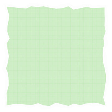 Green grid paper sheet with rough torn edges for scrapbooking and design projects