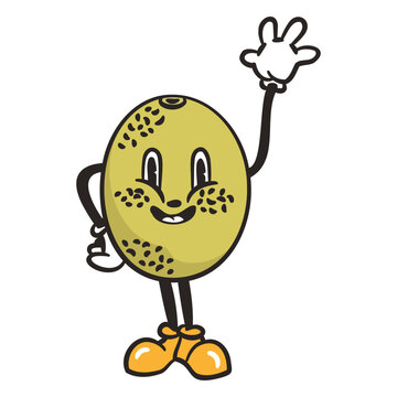 Retro cartoon melon character