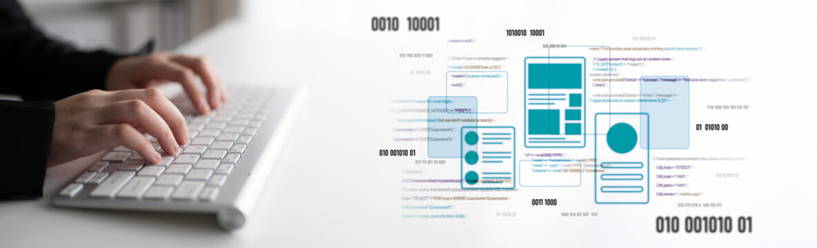 UI UX mockup showing application layout, structure, and code interface. UI design defines user flow, UI design improves clarity, UI design enhances experience, and UX design supports logic. Latch