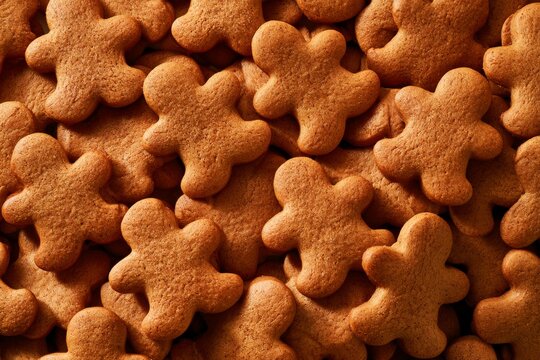 Gingerbread cookies arranged closely on a surface ready for decoration and enjoyment during the holiday season