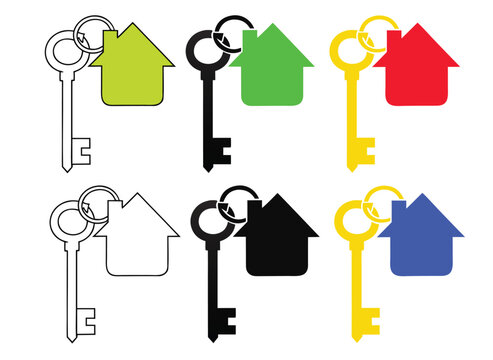 House Key Real Estate Icons Set For Property Handover Branding