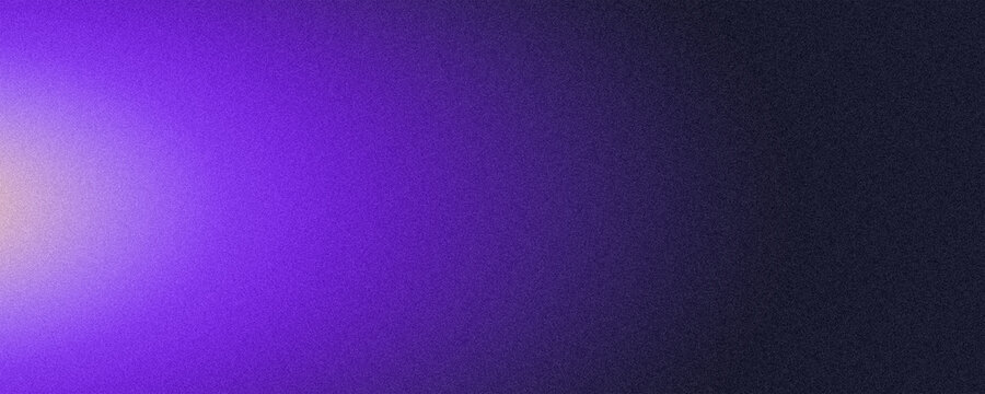 Dark blur purple grainy background blurred glowing ambient light spotlight on dark backdrop, noise texture header, poster, wallpaper design
