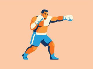 Fototapeta premium Boxer Throwing Powerful Right Punch