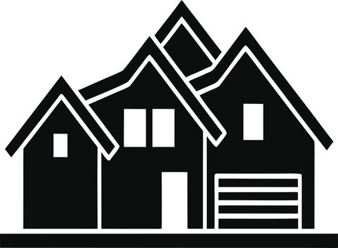 Real Estate Modern Suburban House Silhouette Vector Icon