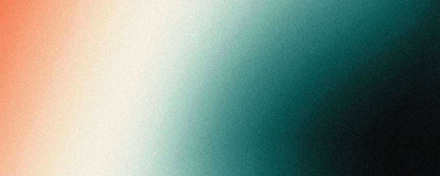 Grainy peach to dark teal gradient background, soft glowing pastel color blend, noise texture header, poster, wallpaper, banner design