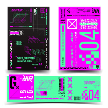 y2k cyberpunk sci-fi gaming futuristic icon HUD for ux ui set collection template, 2d illustration rendering vector element, sticker for poster banner and decals 