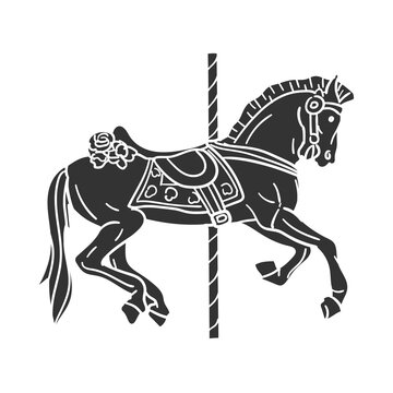 Rhode Island state official symbol vintage carousel horse black silhouette icon vector illustration