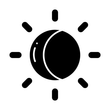 Minimalist black sun and moon eclipse icon for wedding timeline design