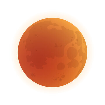 Full red moon isolated on white background