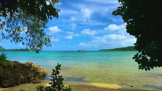 The subtropical beauty of the ocean on the paradise island of Vanuatu in the South Pacific.