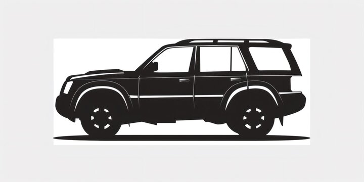 Black suv silhouette side view vector illustration