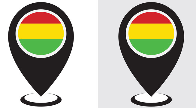 Bolivia country location symbol flag vector and illustration with the white and grey background 