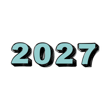 2027 Minimal Typography Design in Light Blue on Black Background