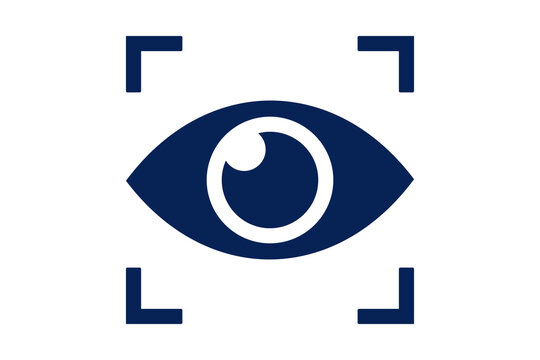 Dark Blue Iris Scanner Icon Symbol for Biometric Eye Detection isolated on transparent background eye iris scan biometric scanner vision recognition security identity access screen sensor