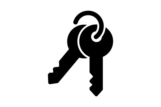 Black Keys Icon Symbol for Access Control and House Entry isolated on transparent background keys key ring unlock door access house car lock security real estate property hotel guest web