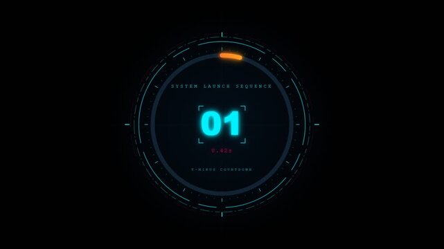 Futuristic Neon Countdown Timer in Mixed Colors for System Launch Sequence Display with Modern Design Elements