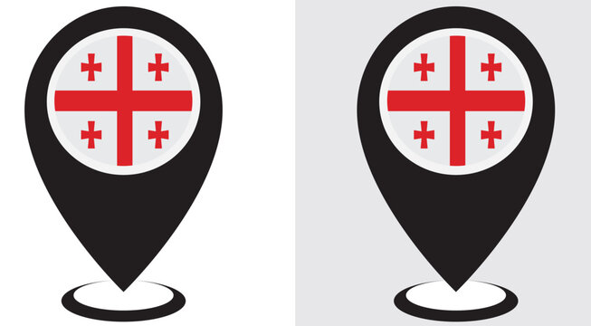 Georgia two location pin design flag vector and illustration with the white and grey background 