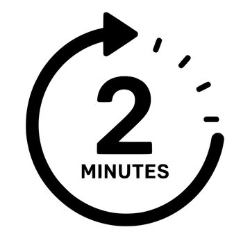 2 minutes icon flat outline in black