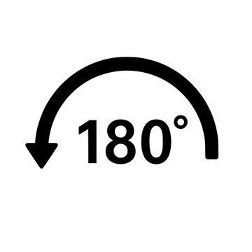 180 degrees icon flat outline in black