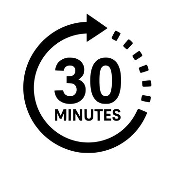 30 minutes icon flat outline in black