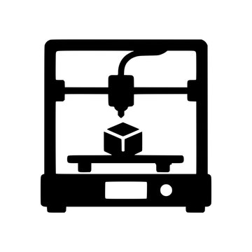 3D printer icon flat outline in black