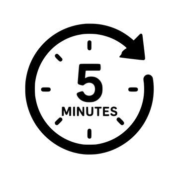 5 minutes icon flat outline in black
