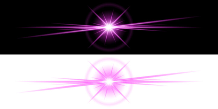 Pink Sparkle Light Effect With Glowing Magenta Star Rays And Flare Overlay