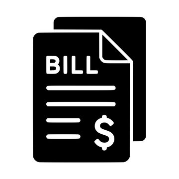 Bills icon flat outline in black