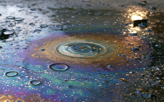 Petrol stain on water