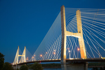 Naklejka premium 65095-02418 Bill Emerson Memorial Bridge at dusk-night over Mississippi River Cape Girardeau, MO