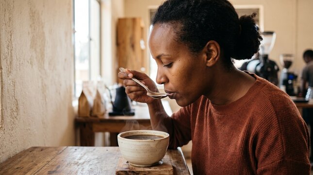 Coffee taster evaluates Rwanda sensory profile