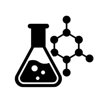 Chemical content icon flat outline in black