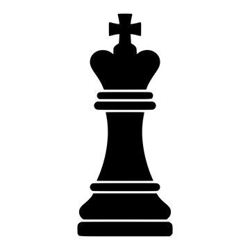 Chess king icon flat outline in black