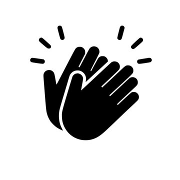 Clap hands icon flat outline in black