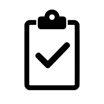 Clipboard check icon flat outline in black