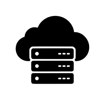 Cloud server icon flat outline in black