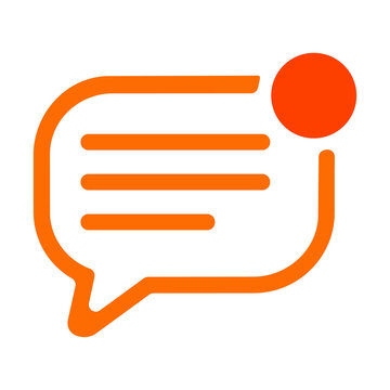 Orange chat message notification icon vector illustration for new unread alert