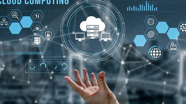Modern Concept of Cloud Computing with Digital Graphics Representing Data Storage, Servers, and Connectivity in a Futuristic Environment. Entropy.