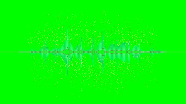 Abstract digital sound wave equalizer vibrating with glowing particles on a bright green background 4K Motion Video