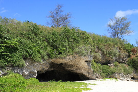 Beach cave, Ladder Beach, Saipan, Northern Mariana Islands