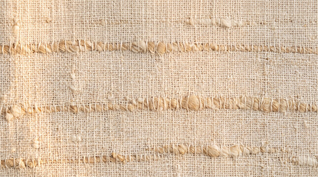 Natural beige linen fabric with horizontal slub yarn texture