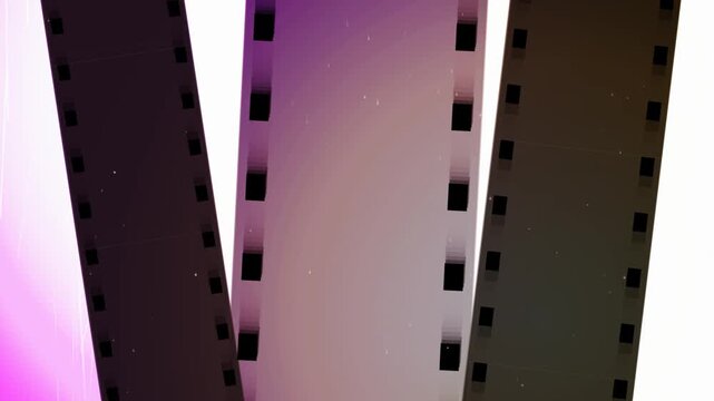 Three vertical strips of black and white film negatives arranged in a simple pattern 4K Motion Video