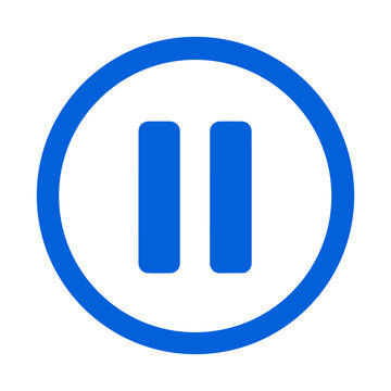 Blue pause icon vector illustration with circular button symbol